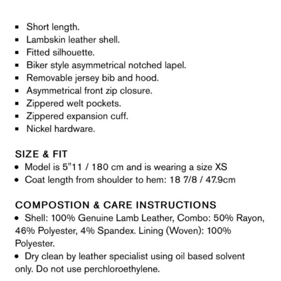 Mackage for Aritzia Kenya Lamb Leather Moto Jacket Black sz XS - Picture 10 of 10